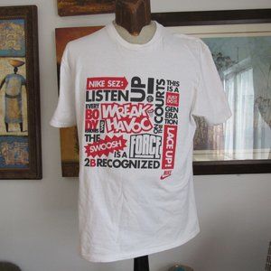 True Vintage Nike Sez T-Shirt Grey Tag Made in Canada Basketball White M/XL RARE